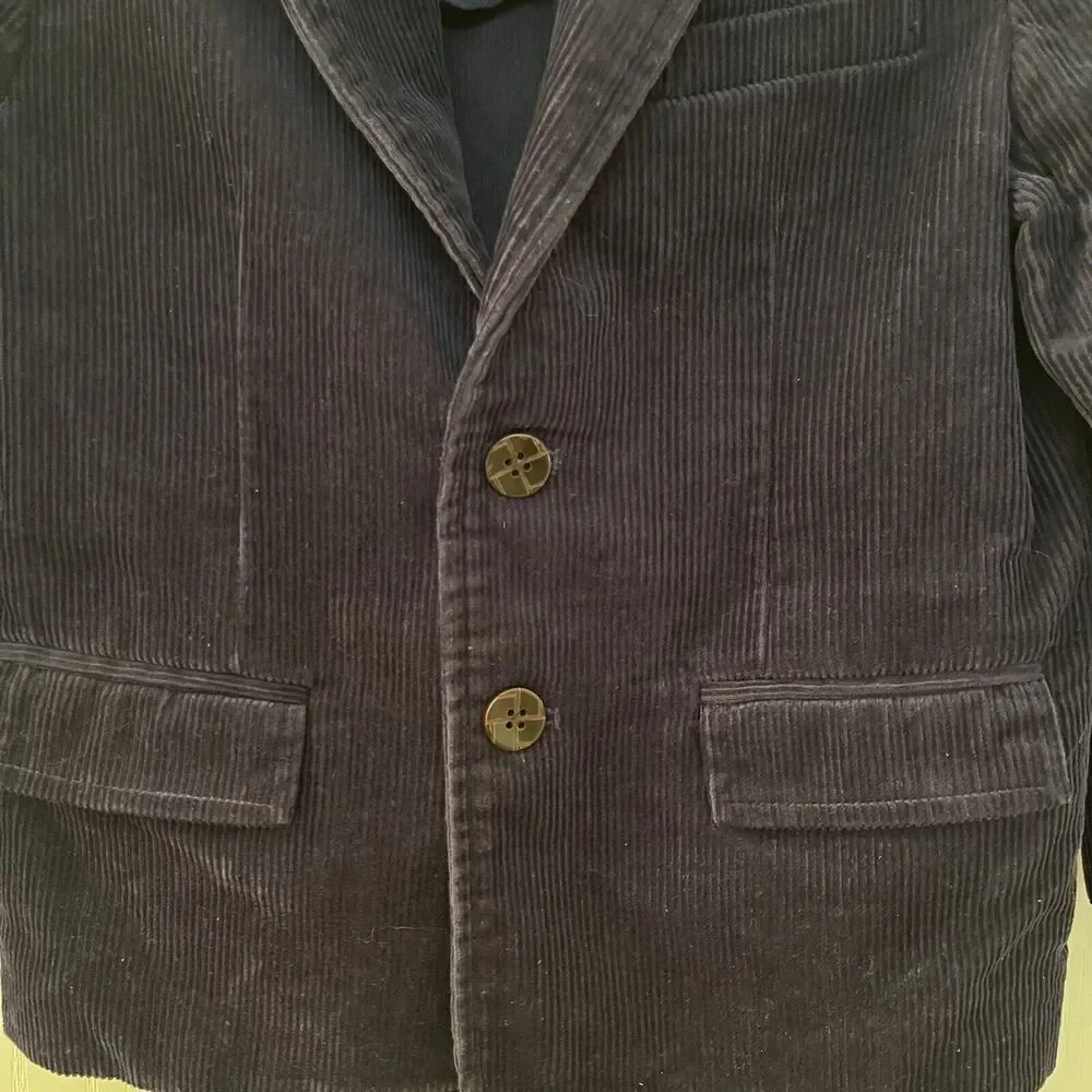 Janie and Jack School Bound Navy Blue Corduroy Blazer Elbow Patches Boys Size 3